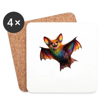 Regenbogenfledermaus Nachtwesen - Untersetzer (4er-Set) - Weiß - Vorne