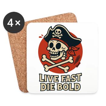 Pirate du Crâne Vit Vite – Sois Audacieux - Dessous de verre (lot de 4) - blanc - Devant