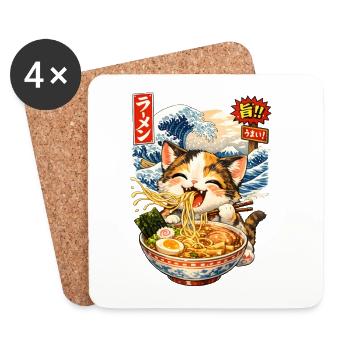 Ramen Bowl Wave - Coasters (set of 4) - white - Front