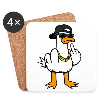 Coole Möwe Lustig Frech Mit Mittelfinger Shirt - Untersetzer (4er-Set) - Weiß - Vorne