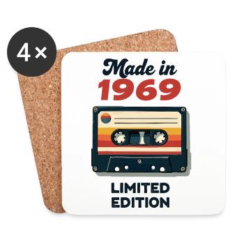 Made in 1969 – Vintage Cassette - Coasters (set of 4) - white - Front