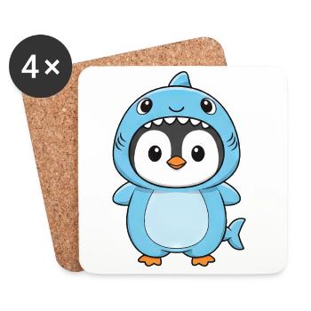 Cute Penguin Cartoon Costume Carnival Carnival - Coasters (set of 4) - white - Front