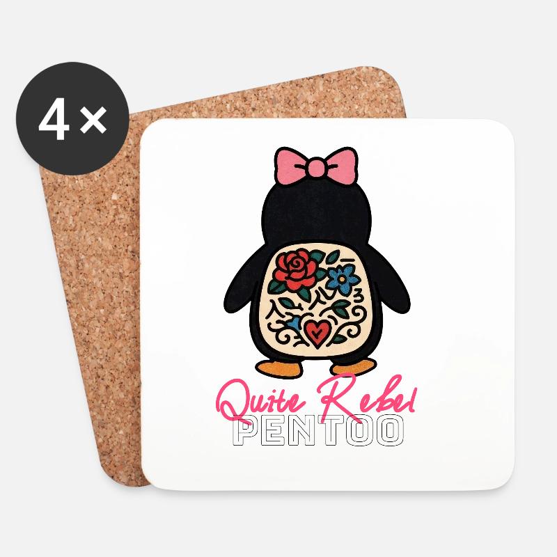 Quite Rebel Pentoo – Nihilistischer Pinguin-Trend - Untersetzer (4er-Set) - Weiß