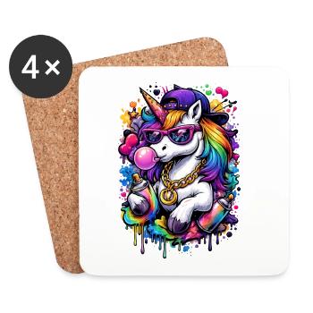 Licorne Pop Art - Dessous de verre (lot de 4) - blanc - Devant