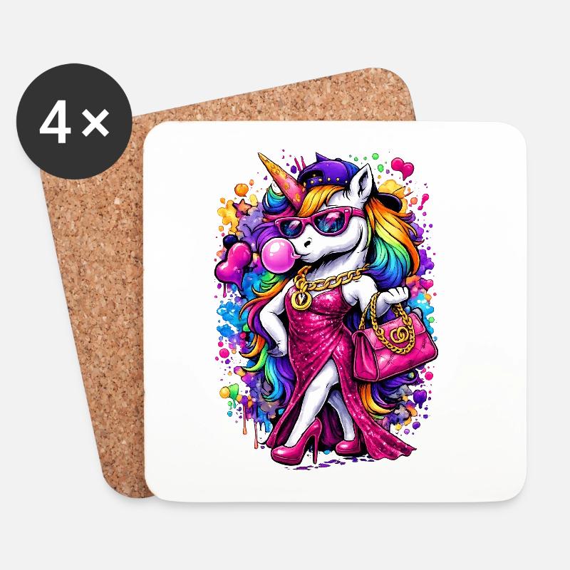 Glamicorn - Untersetzer (4er-Set) - Weiß