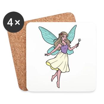Cute Fairy in Pastel Flight - Coasters (set of 4) - white - Front