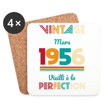 70 Years Anniversary - Vintage - March 1956 - Coasters (set of 4) - white - Front