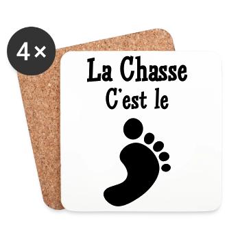 La chasse c’est le pied - Dessous de verre (lot de 4) - blanc - Devant