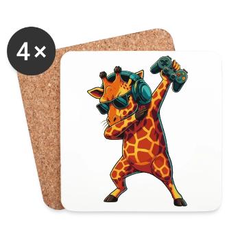 Gamer-Giraffe spielt Videospielkunst - Untersetzer (4er-Set) - Weiß - Vorne