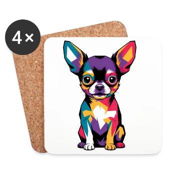 Colorful Chihuahua Dog Geometric - Coasters (set of 4) - white - Front