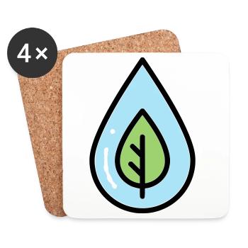 Water Drop Leaf Eco - Coasters (set of 4) - white - Front