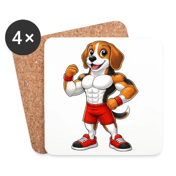 Strong Beagle Dog Bodybuilder Fitness Muscles - Coasters (set of 4) - white - Front