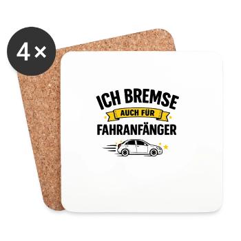 Ich bremse auch für Fahranfänger - Untersetzer (4er-Set) - Weiß - Vorne