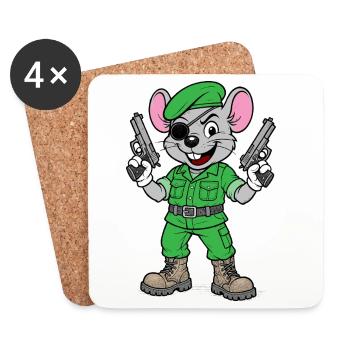 Bewaffneter Maus-Ranger - Untersetzer (4er-Set) - Weiß - Vorne