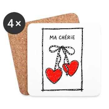 Ma Chérie Heart Necklace - Coasters (set of 4) - white - Front