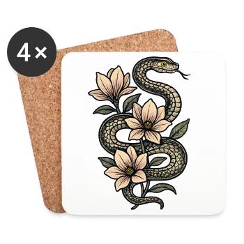 Snake Blossoms Magnolia - Coasters (set of 4) - white - Front
