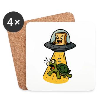 Toast to UFOs: Turtle Abduction - Coasters (set of 4) - white - Front