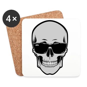 Skull with Sunglasses Graphic - Coasters (set of 4) - white - Front