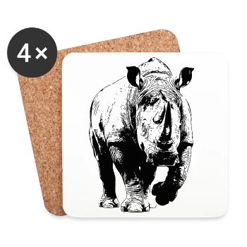 Nashorn - Untersetzer (4er-Set) - Weiß - Vorne