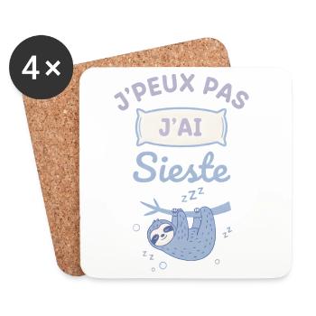 Sieste Douce du Paresseux - Dessous de verre (lot de 4) - blanc - Devant