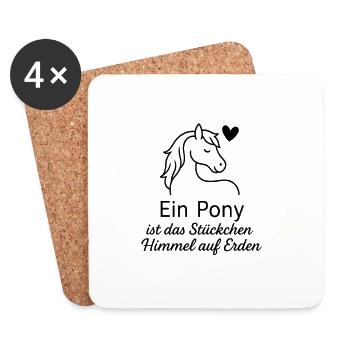 Pony Heart Hand Drawing Saying - Coasters (set of 4) - white - Front