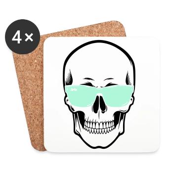 Color-Adjustable Sunglasses Smile Skull - Coasters (set of 4) - white - Front