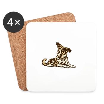 Caramel Dog Lying Down - Coasters (set of 4) - white - Front