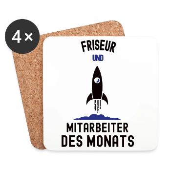 Mitarbeiter des Monats Friseur Bester Frisör Haare - Untersetzer (4er-Set) - Weiß - Vorne