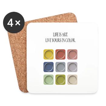 Life Is Art – Dark Typography Design - Untersetzer (4er-Set) - Weiß - Vorne