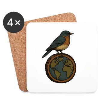 Robin auf World Globe - Untersetzer (4er-Set) - Weiß - Vorne