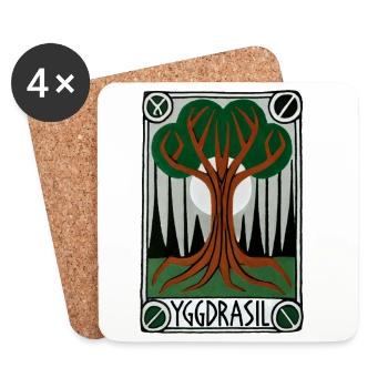 Emblème de l’Arbre Runique d’Yggdrasil - Dessous de verre (lot de 4) - blanc - Devant