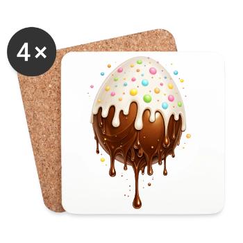 Chocolate Egg with Frosting - Coasters (set of 4) - white - Front