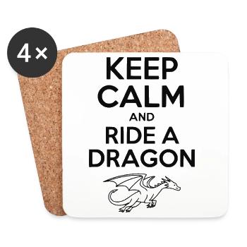 Bleib ruhig und reite einen Drachen - Untersetzer (4er-Set) - Weiß - Vorne