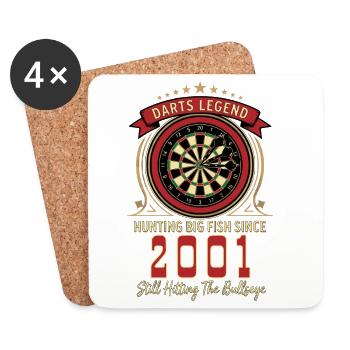 Darts T-Shirt 2001 Geburtstag, Darts Legende Shirt - Untersetzer (4er-Set) - Weiß - Vorne