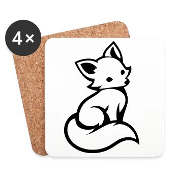 Süßer Fuchs – Minimalistische Silhouette - Untersetzer (4er-Set) - Weiß - Vorne