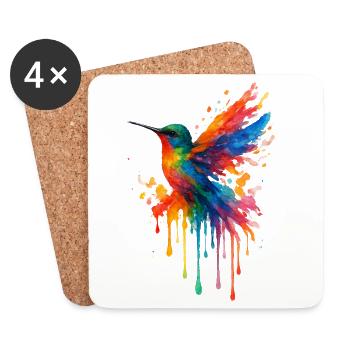 Kolibri-Pop-Art-Aquarell - Untersetzer (4er-Set) - Weiß - Vorne