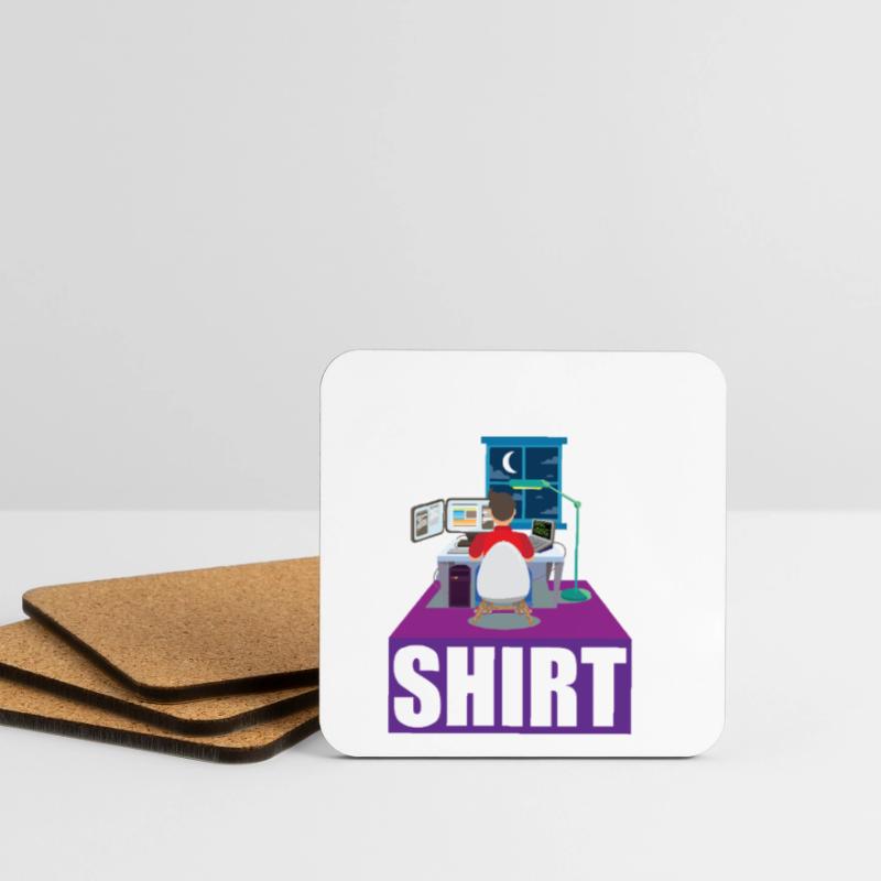 Codeur de nuit Programmeur Graphique de bureau Dessous de verre (lot de 4)