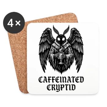 Caffeinated Cryptid Mothman Coffee - Coasters (set of 4) - white - Front
