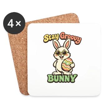 Stay Groovy Bunny Easter Easter Bunny - Coasters (set of 4) - white - Front