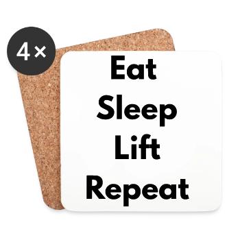 Eat, sleep, lift, repeat - Coasters (set of 4) - white - Front
