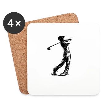Golfer im Schwung Schwarzweiß - Untersetzer (4er-Set) - Weiß - Vorne