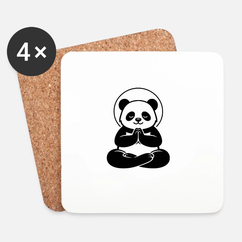 Panda Yoga - Untersetzer (4er-Set) - Weiß