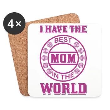 Ich habe die beste Mutter der Welt – Muttertag - Untersetzer (4er-Set) - Weiß - Vorne
