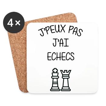 J'peux pas J'ai Échecs Humour Club - Dessous de verre (lot de 4) - blanc - Devant