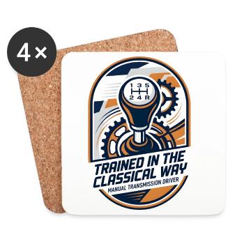 Trained in Classical Manual Transmission driver  - Coasters (set of 4) - white - Front