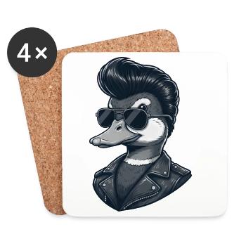 Coole Ente Rock and Roll 60er Jahre Frisur Sonne - Untersetzer (4er-Set) - Weiß - Vorne