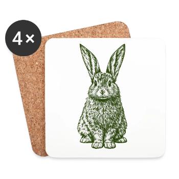Lapin de Pâques Vintage du Lapin Vert - Dessous de verre (lot de 4) - blanc - Devant