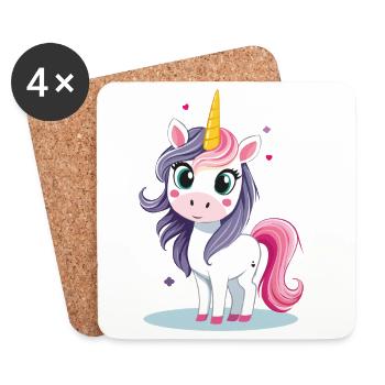 Unicorn with colorful mane - Coasters (set of 4) - white - Front