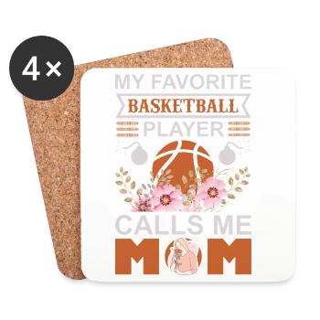 Mein Lieblingsbasketballspieler nennt mich Mama-Shirt - Untersetzer (4er-Set) - Weiß - Vorne