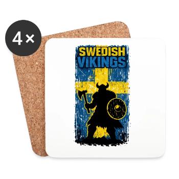Schwedische Wikinger – Wikingerkrieger Schweden Flagge Distr - Untersetzer (4er-Set) - Weiß - Vorne
